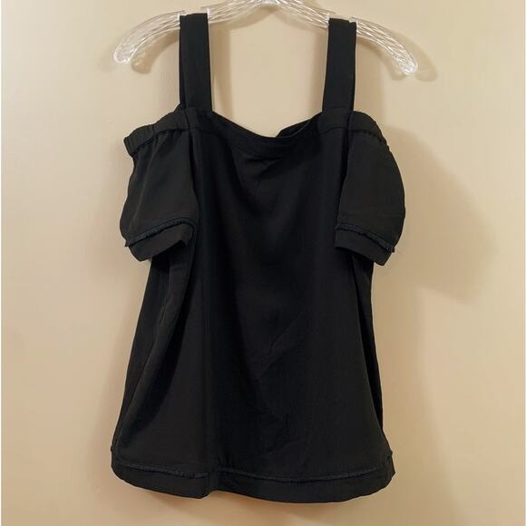 Bar lll Cold Shoulder Short Sleeve Black Top - Picture 1 of 6